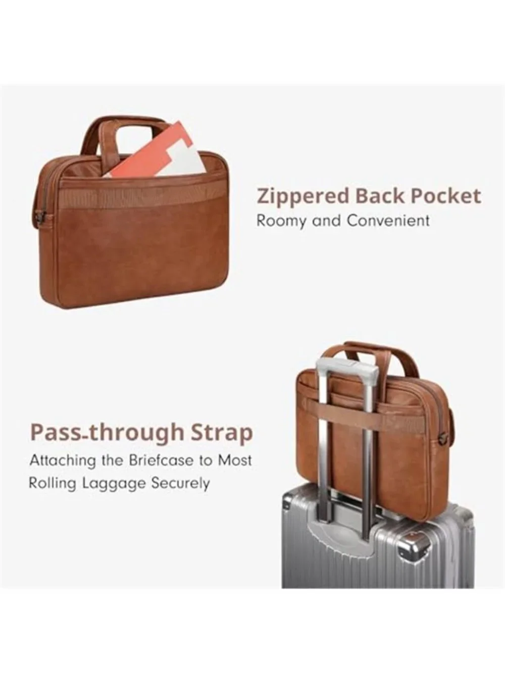 Leather Laptop Bag for Men Women Premium Laptop Briefcase Fits Up to 15.6 Inches